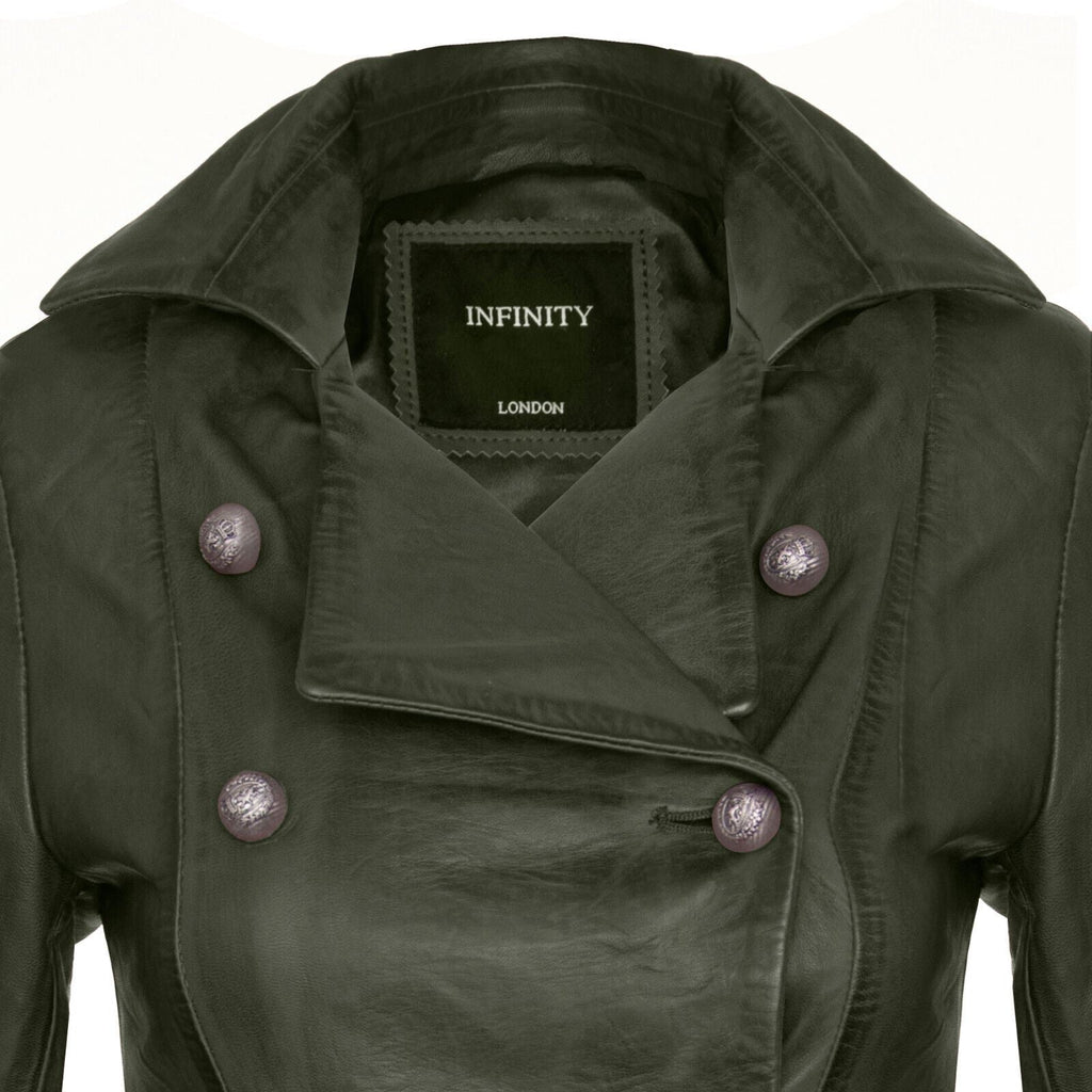 Womens Goth Leather Edwardian Flare Coat-Rushmoor