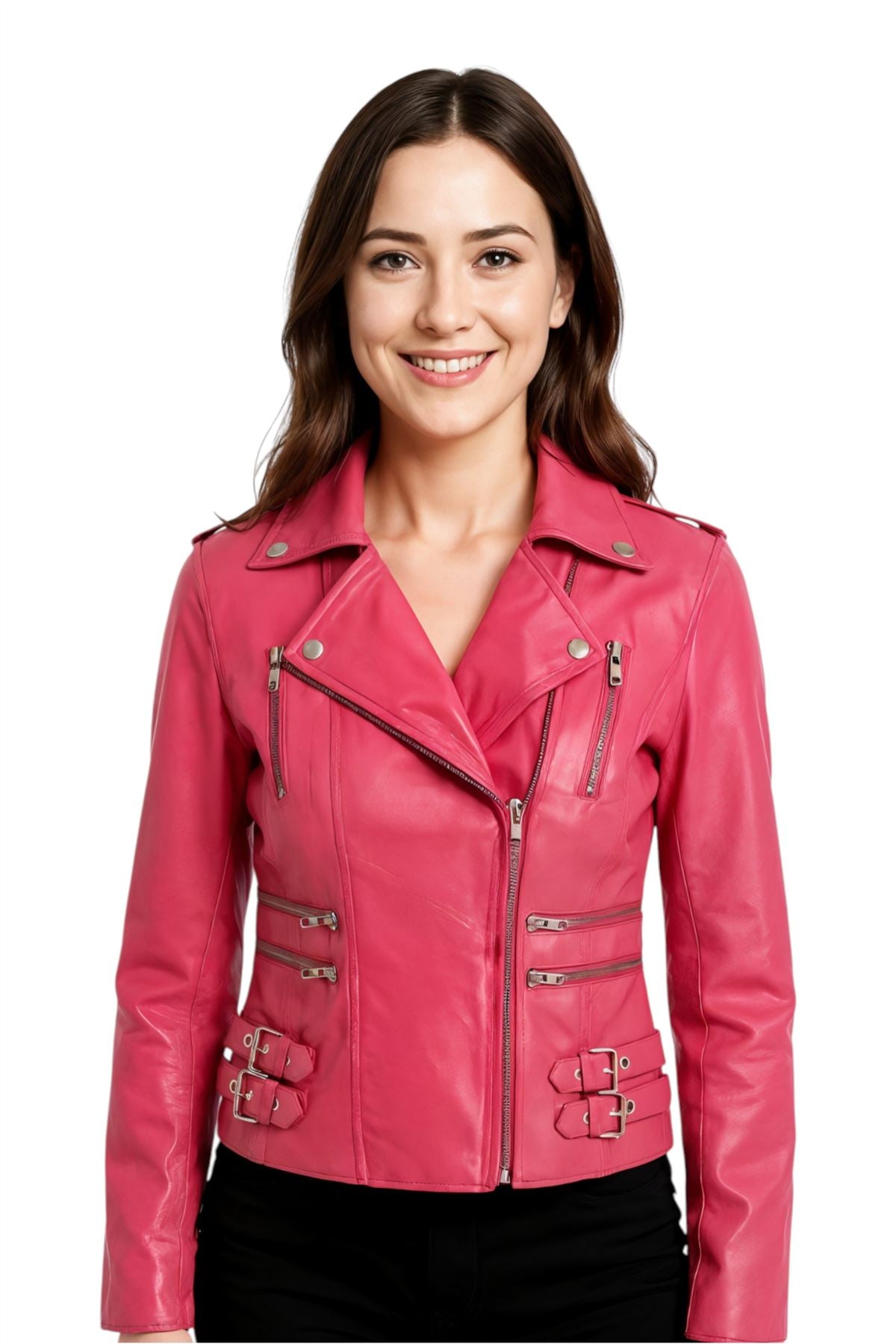 Womens Leather Vintage Brando Biker Jacket-Orlando