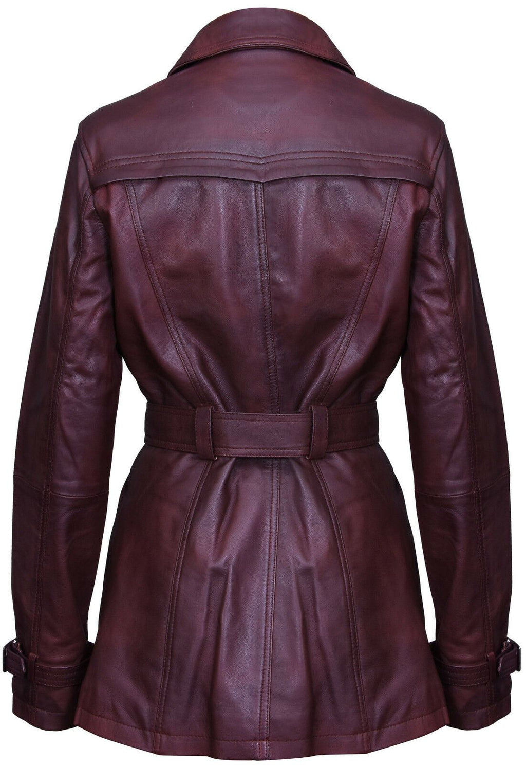 Womens Mid Length Leather Trench Coat -Oakham