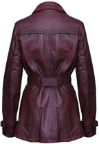Womens Mid Length Leather Trench Coat -Oakham