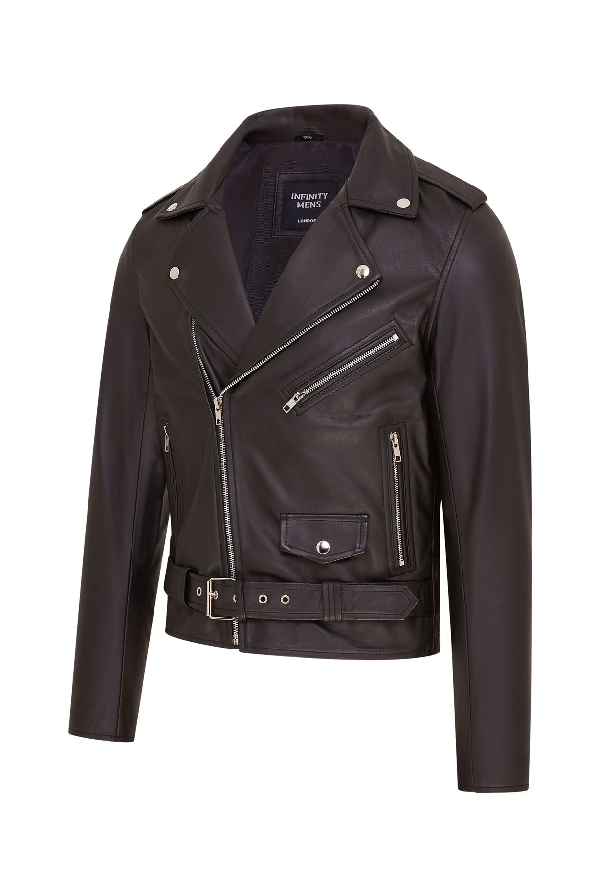 Mens Classic Brando Leather Biker Jacket - Heinola