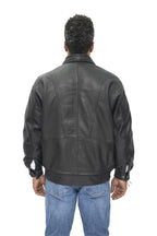 Mens Classic Harrington Bomber Leather Jacket-Minsk
