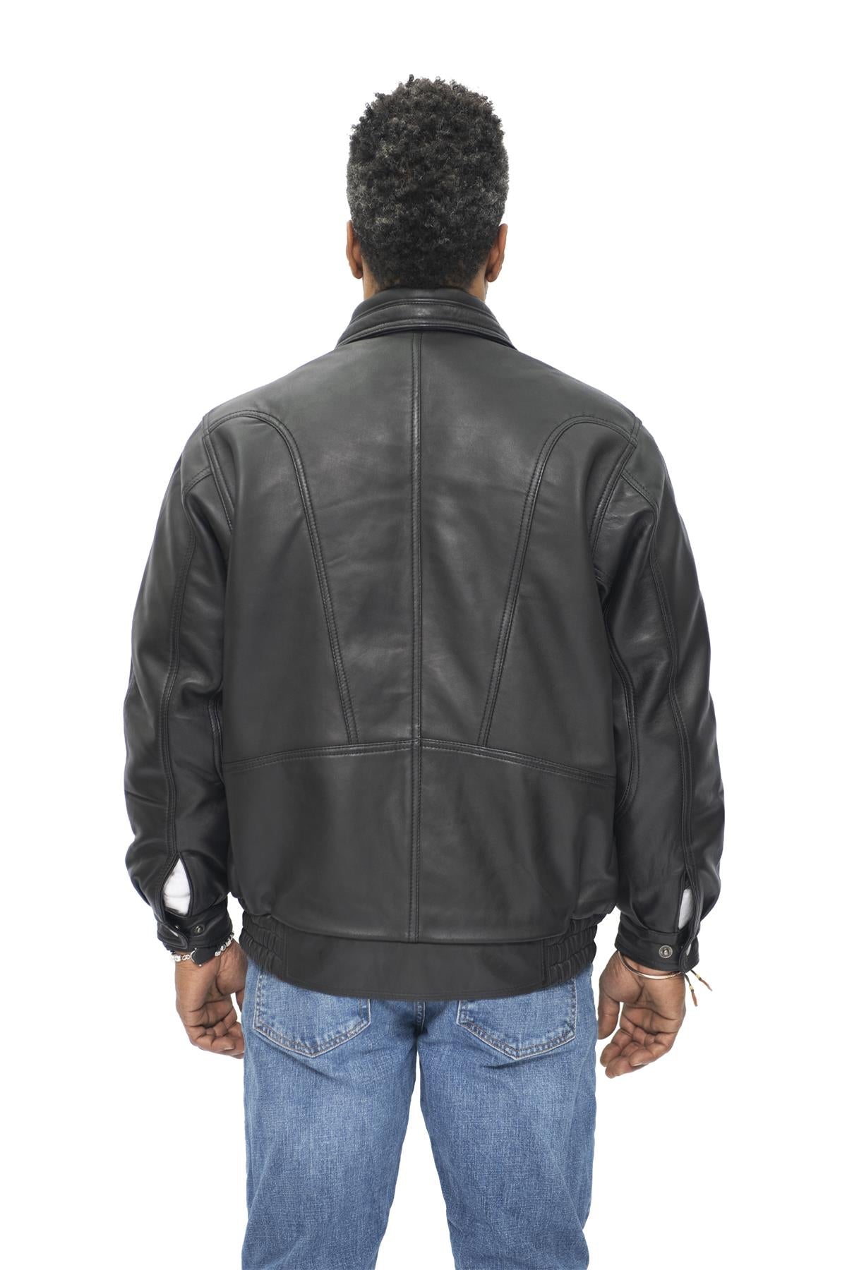 Mens Classic Harrington Bomber Leather Jacket-Minsk