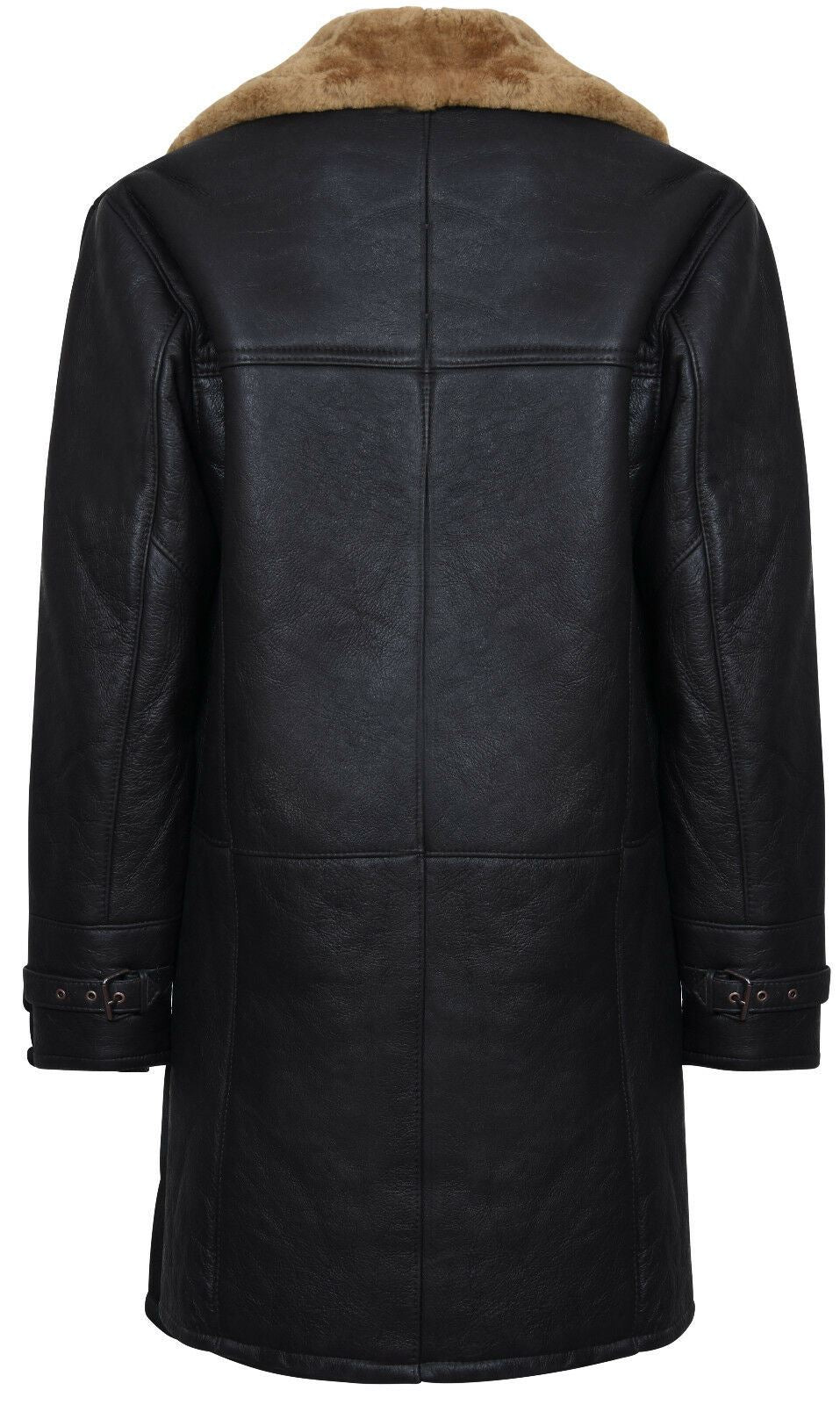 Mens Warm Shearling Sheepskin Crombie Coat-Cologne