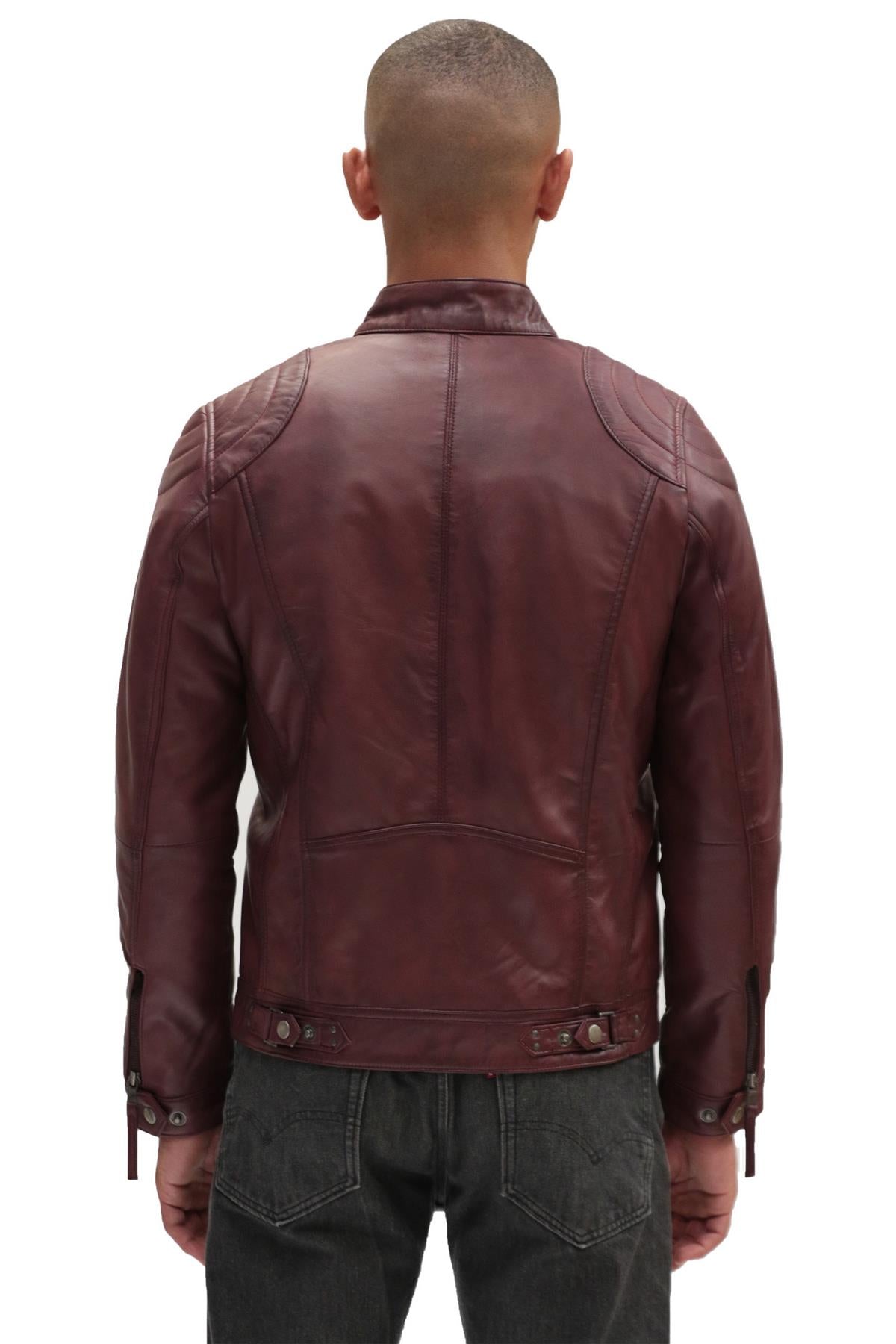 Mens Moto Leather Biker Jacket-Taiwan