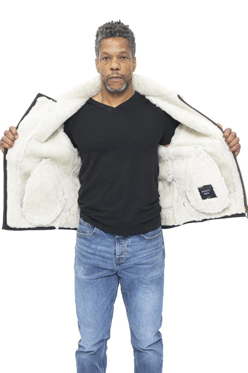 Mens B3 WW2 Leather Sheepskin Aviator Flying Jacket-Charleston