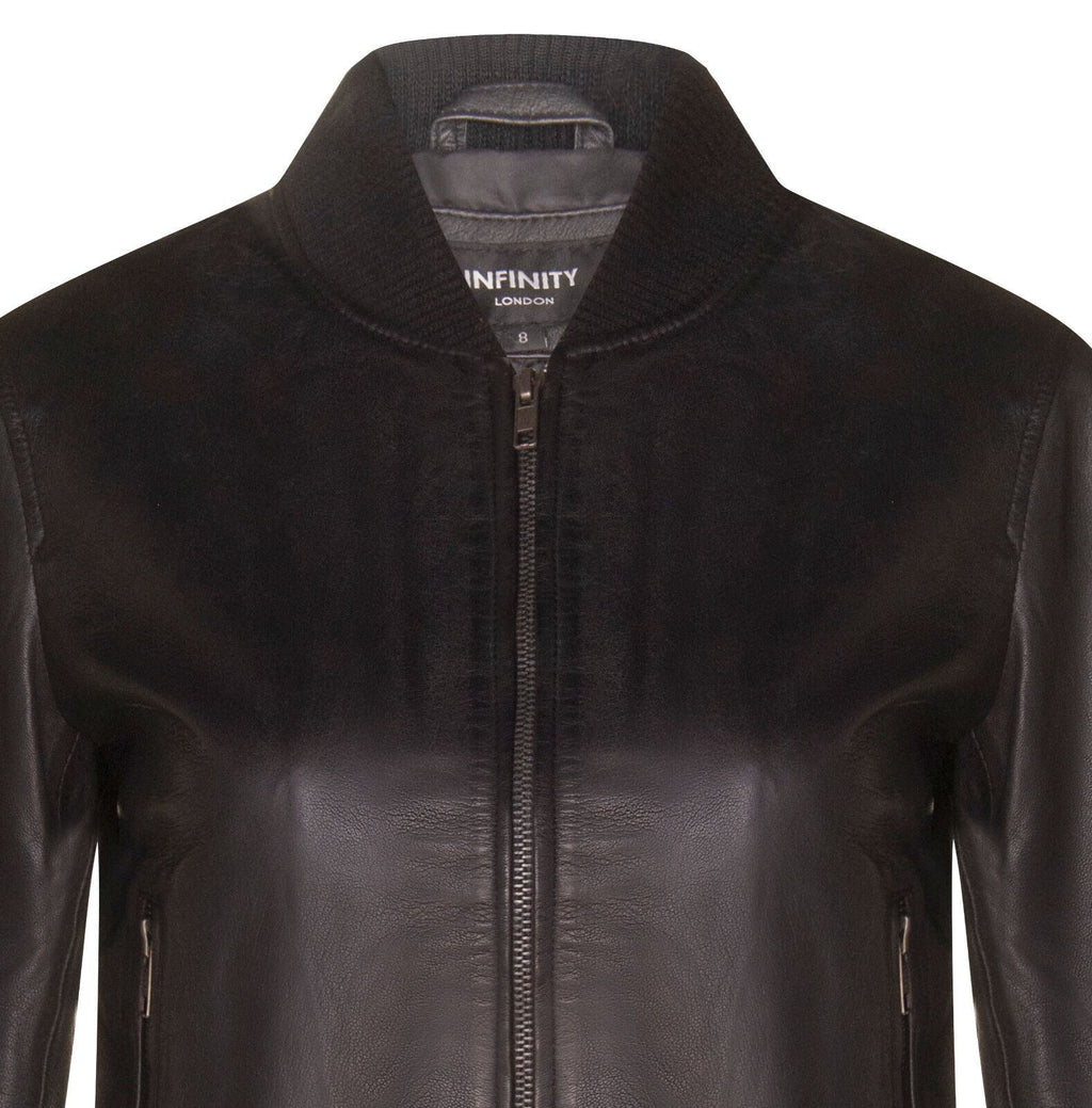 Womens Classic MA-1 Leather Bomber Jacket-Newcastle