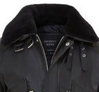 Mens Black Leather Cowhide Aviator Bomber Jacket  - Akhiok