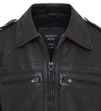Mens Classic Black Leather Shirt Jacket - Harstad