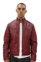 Men's Vintage Leather Quilted Biker Jacket-Monaco