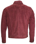 Mens Goat Suede Leather Trucker Jacket-Taraz