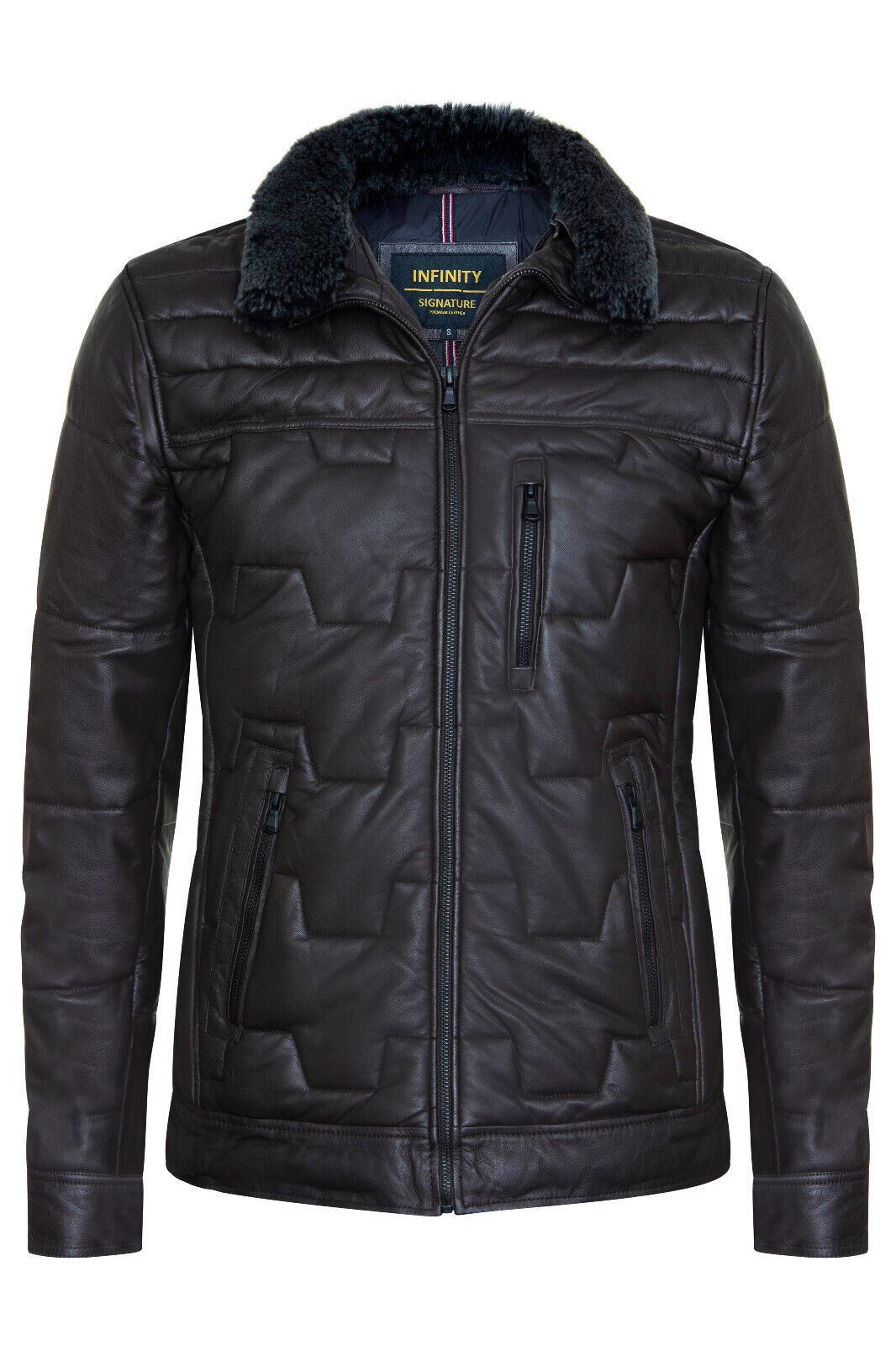 Mens Leather Quilted Puffer Biker Jacket - Thornton