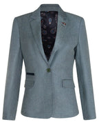 Womens Tweed Herringbone Green Wool 1920s Blazer