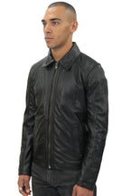 Mens Smart Classic Harrington Leather Jacket-New York