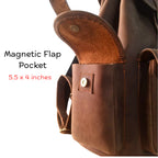 Vintage Dark Brown Leather Backpack - Handmade Leather Drawstring Bag