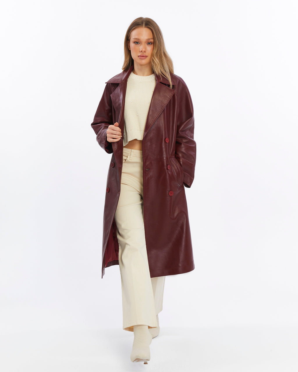 Sloane Leather Trench Coat