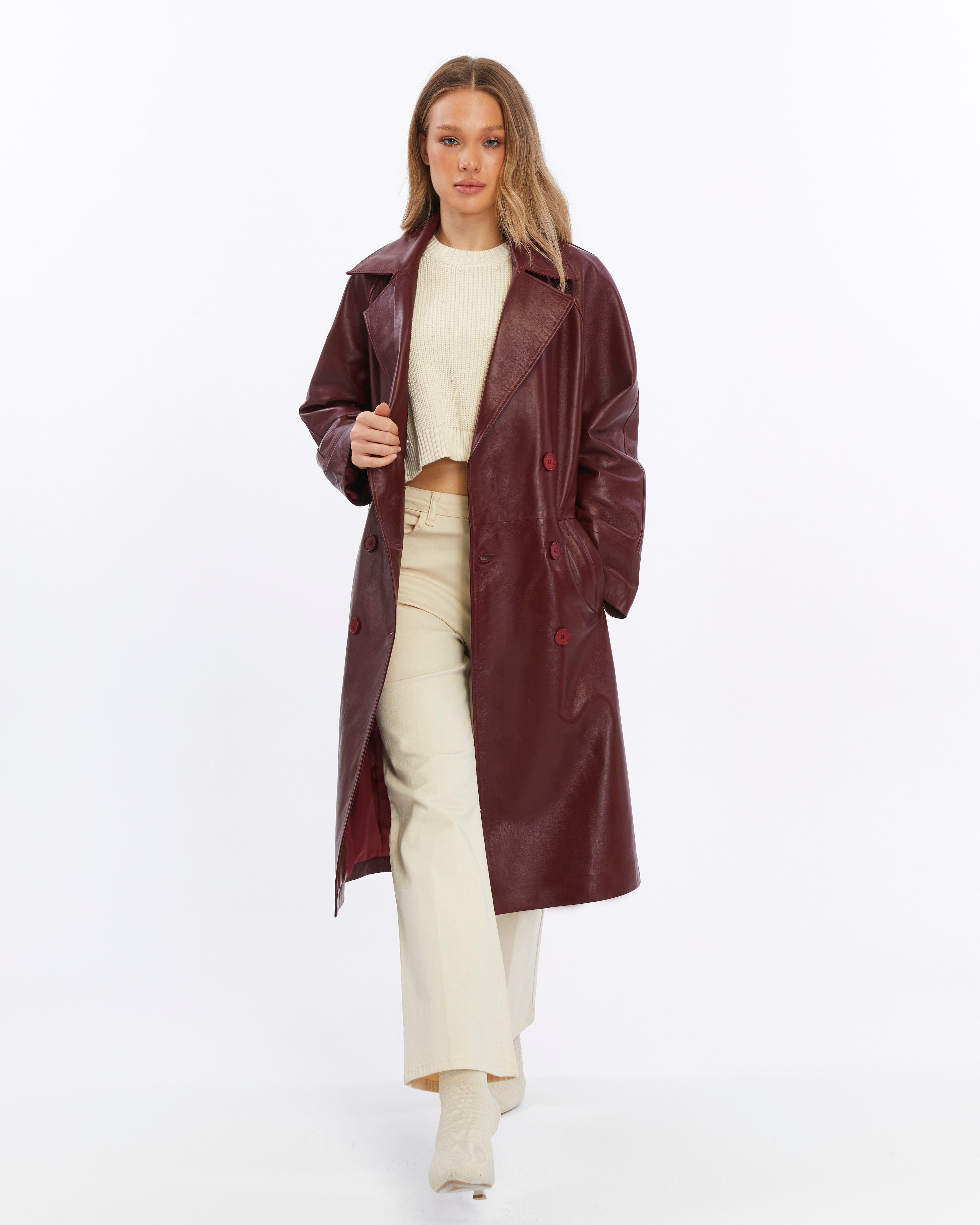 Sloane Leather Trench Coat