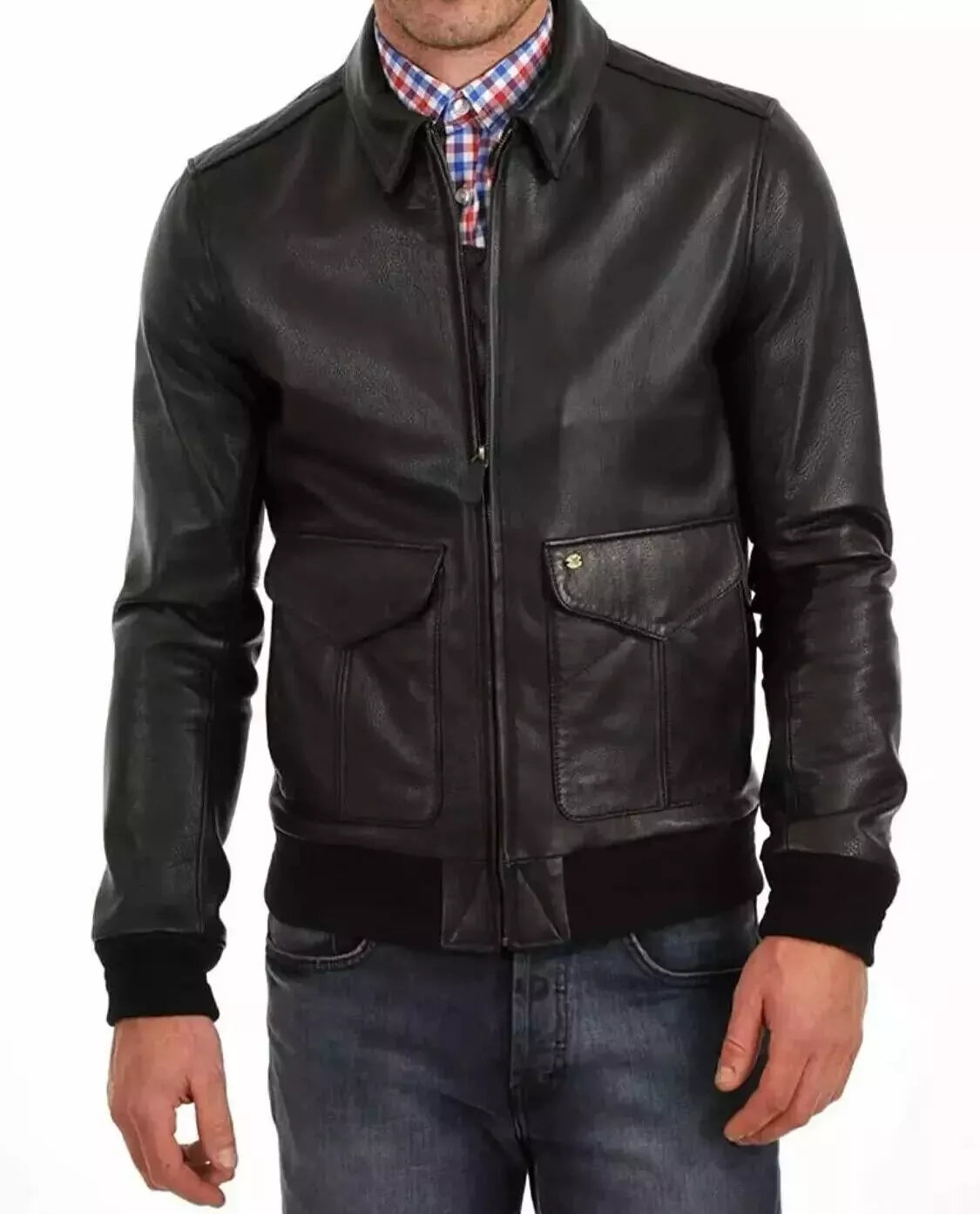 Men's Osian Black Leather Bomber Jacket