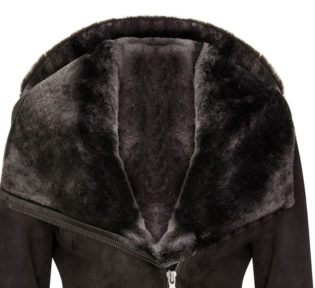Womens Merino Sheepskin Hooded Coat-Antioch