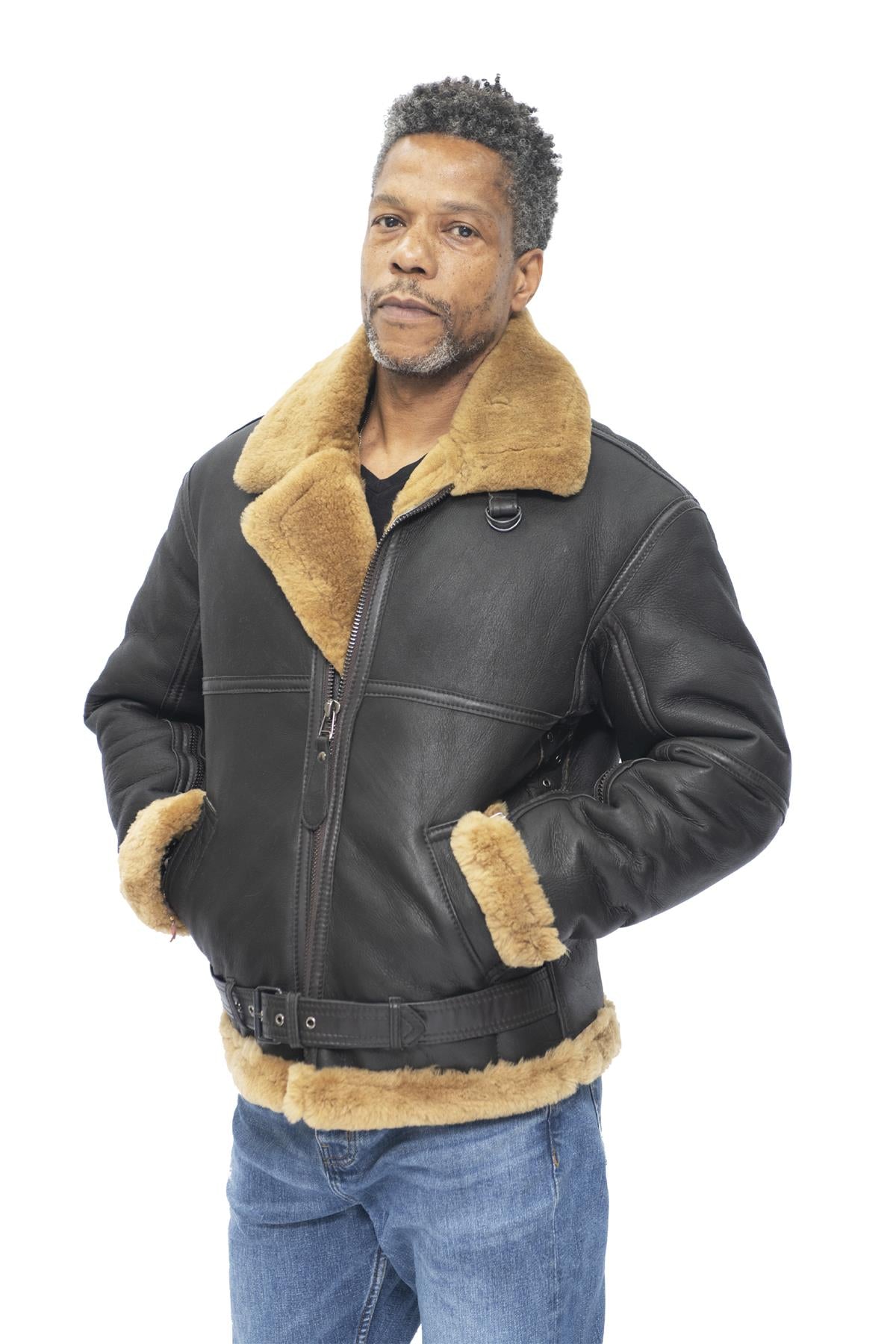 Mens RAF Sheepskin Leather Aviator Jacket-Colchester