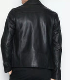 Black-Faux Leather Slim-Fit Biker Jacket In Nappa Jacket-For Men