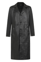 BUDDY Men's Black Nappa Leather Long Coat - Classic 54" Length