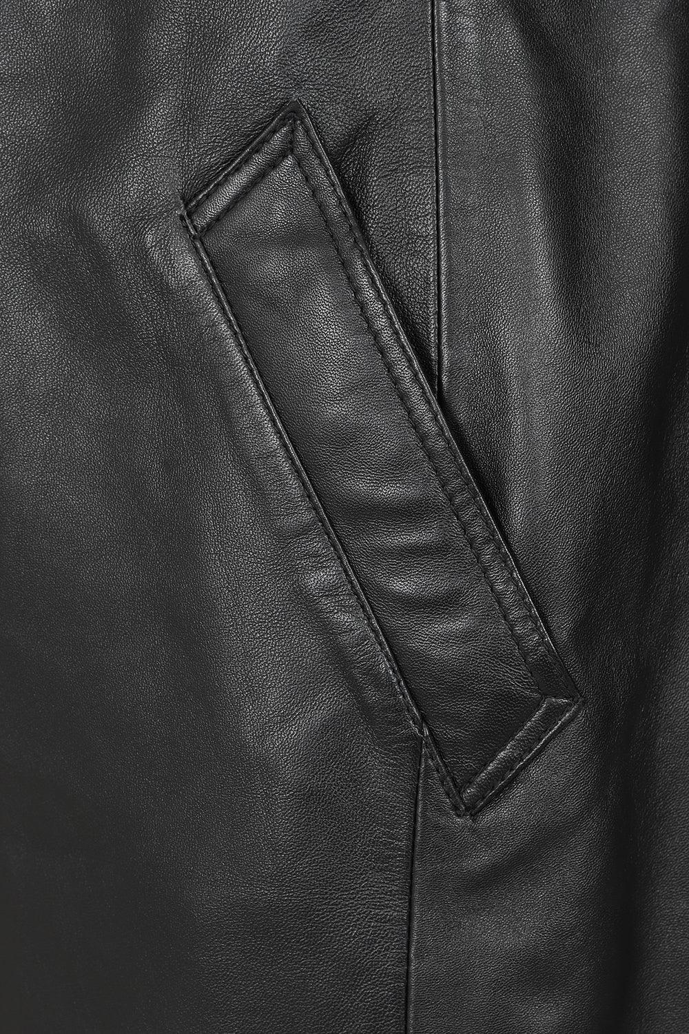 BUDDY Men's Black Nappa Leather Long Coat - Classic 54" Length