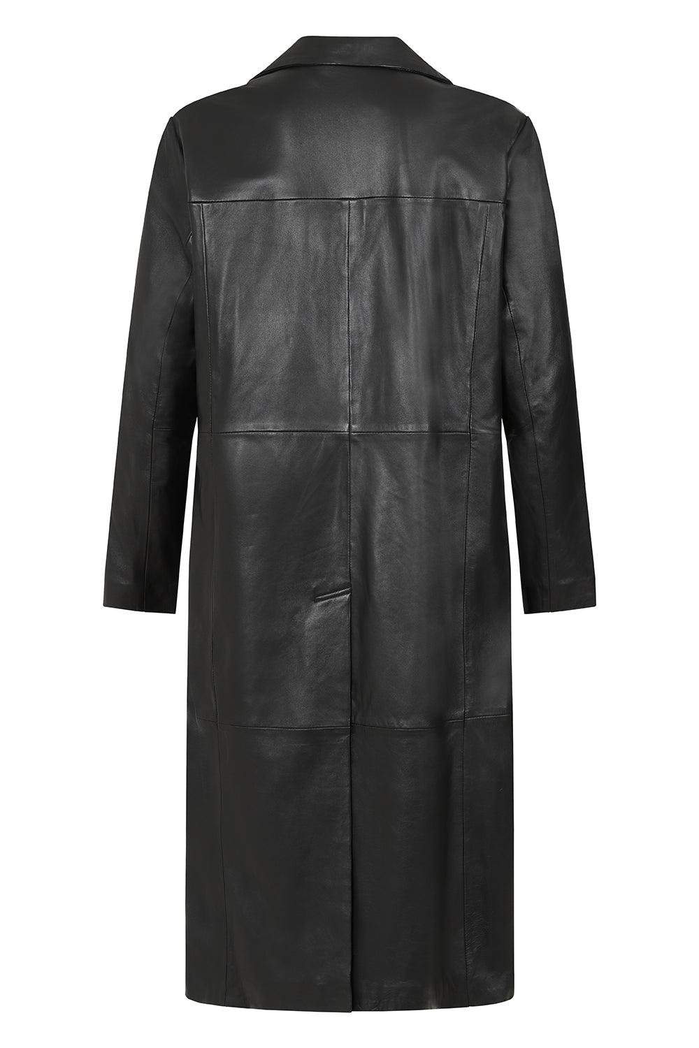 BUDDY Men's Black Nappa Leather Long Coat - Classic 54" Length