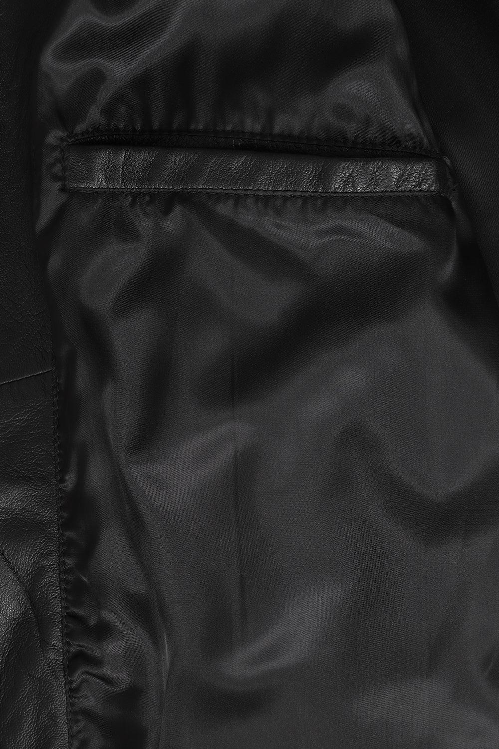 BUDDY Men's Black Nappa Leather Long Coat - Classic 54" Length