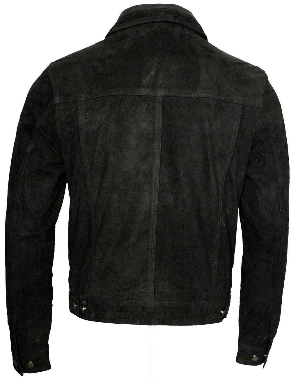 Mens Goat Suede Leather Trucker Jacket-Taraz