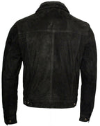 Mens Goat Suede Leather Trucker Jacket-Taraz