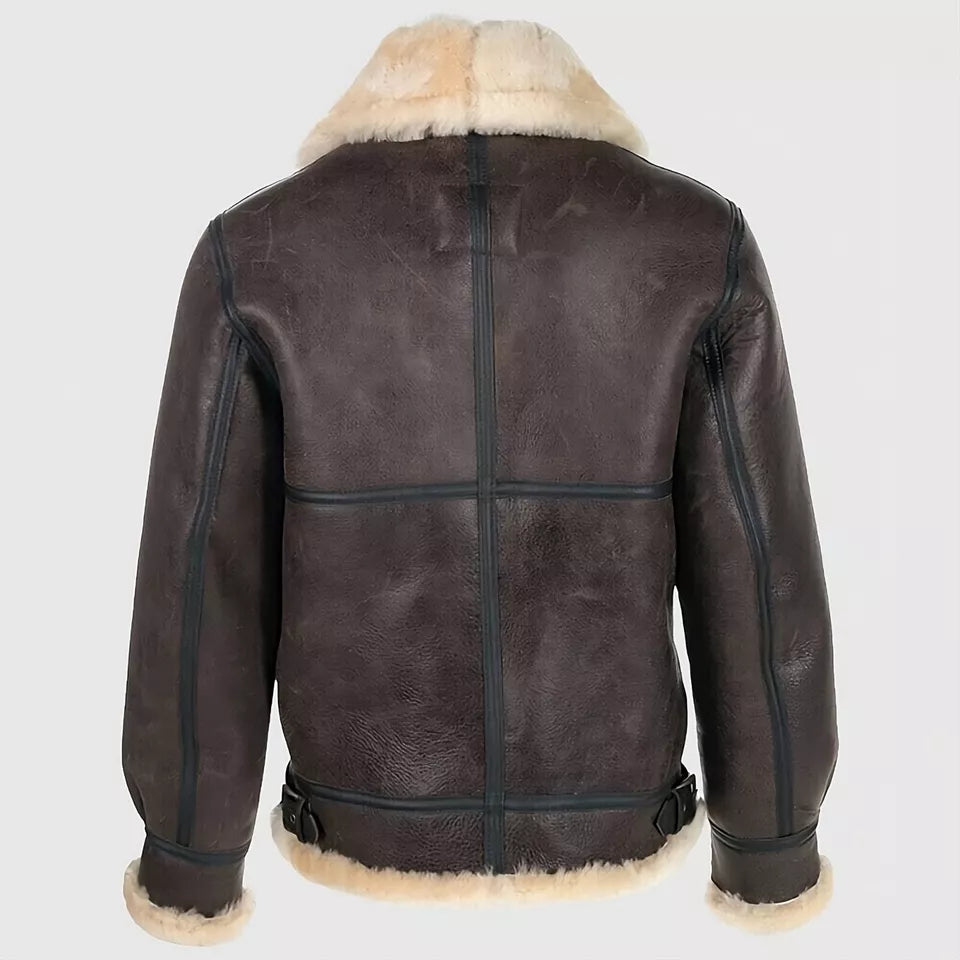 Classic Brown Sheepskin B3 Bomber Shearling Jacket