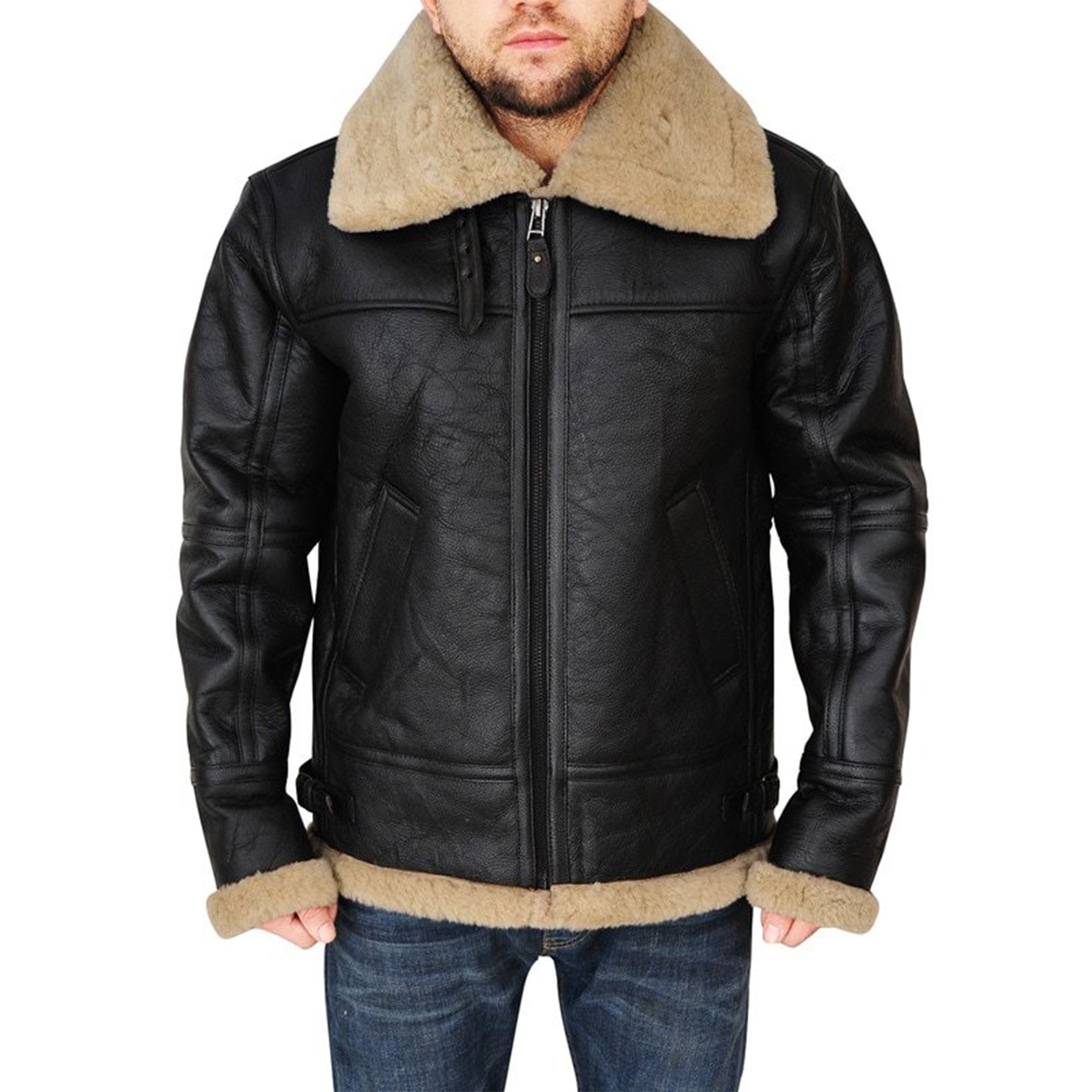 Brown Shearling Leather Jacket For Men