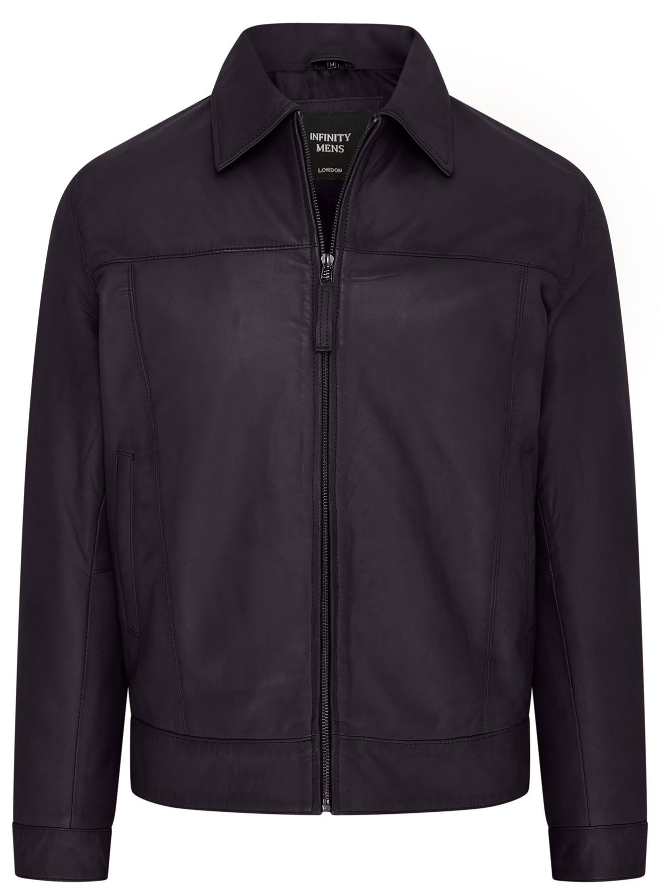 Mens Retro Classic Leather Harrington Biker Jacket - Drammen