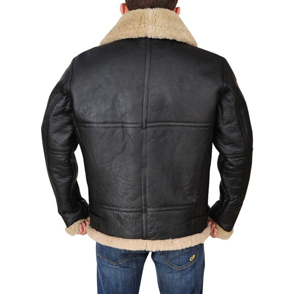 Brown Shearling Leather Jacket For Men