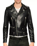 Men’s Black Leather Biker Jacket