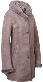 Womens Suede Merino Sheepskin Parka Coat-Tripoli