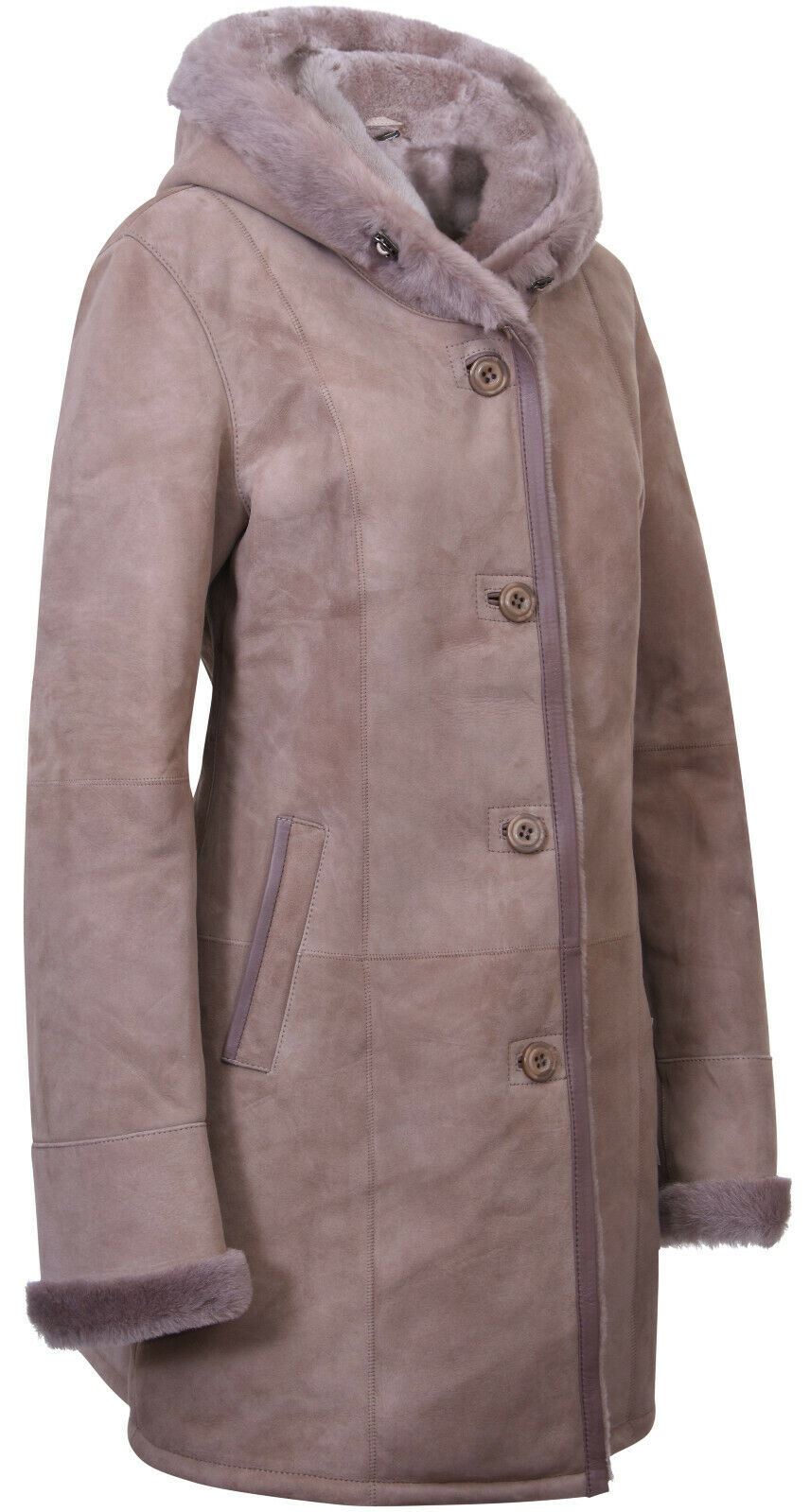 Womens Suede Merino Sheepskin Parka Coat-Tripoli