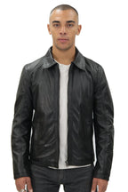 Mens Smart Classic Harrington Leather Jacket-New York
