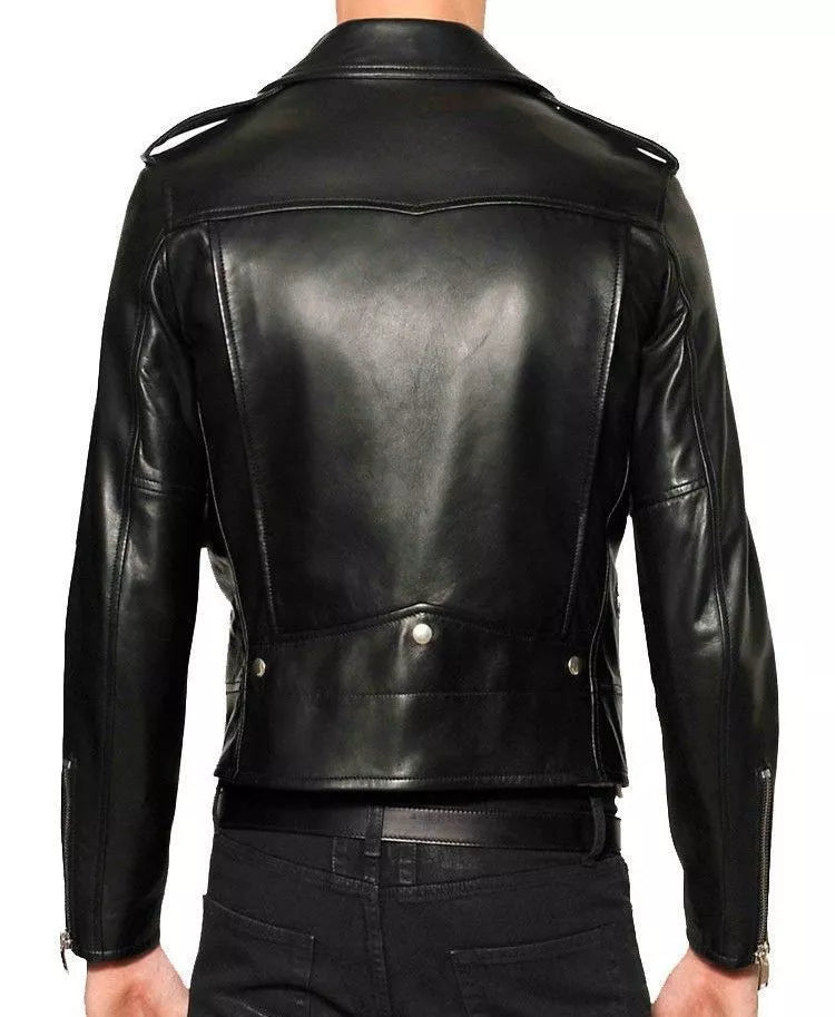 Men’s Black Leather Biker Jacket
