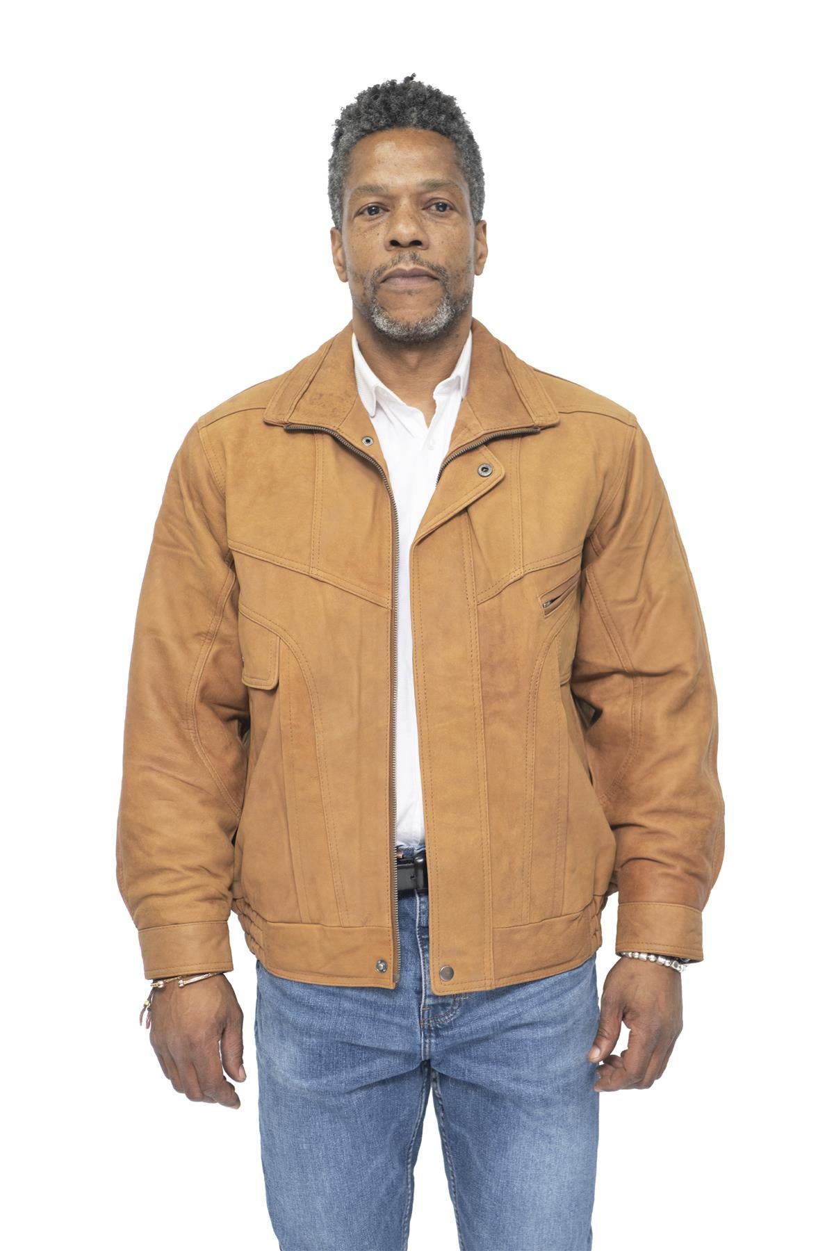 Mens Classic Harrington Bomber Leather Jacket-Minsk