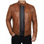 Men's Lambskin Leather Bomber Biker Jacket