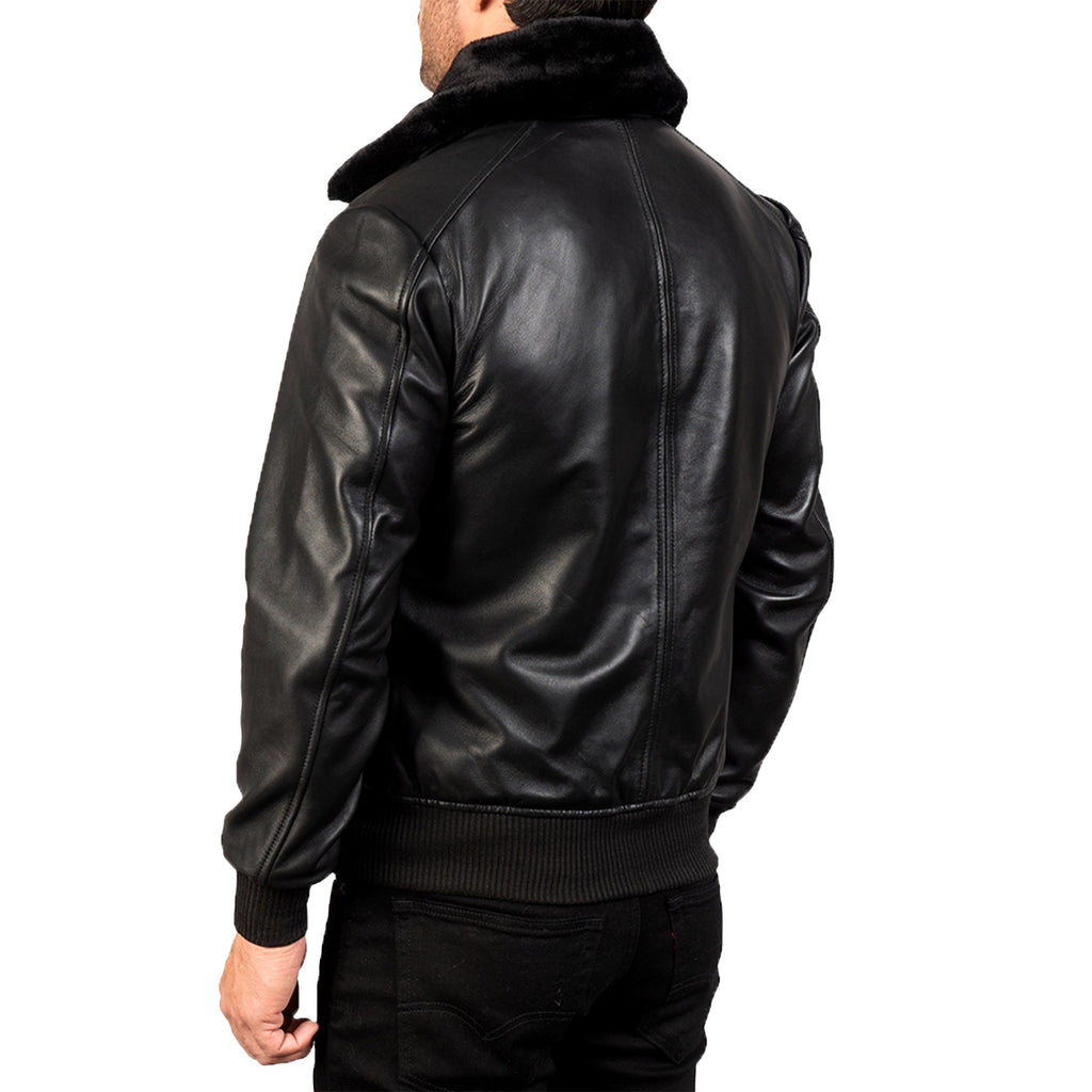 Mens Bomber Leather Jacket Shearling Jacket Vintage Warm Winter Aviator Bomber Jacket Mens Real Jacket