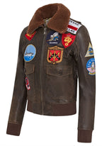 Women's A2 Top Gun Leather Bomber Jacket-Sunbury