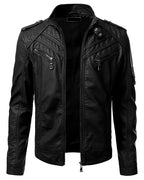Men's Slim Fit Pu Leather Jacket M 10