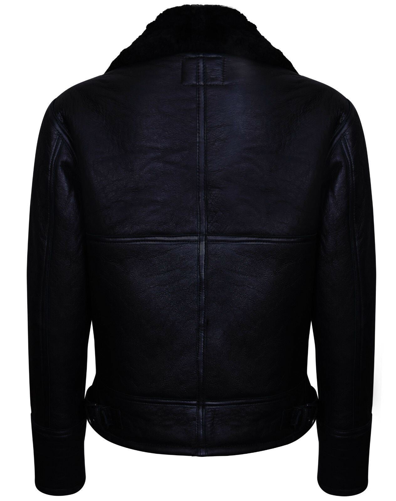 Mens B3 WW2 Leather Sheepskin Aviator Flying Jacket-Charleston