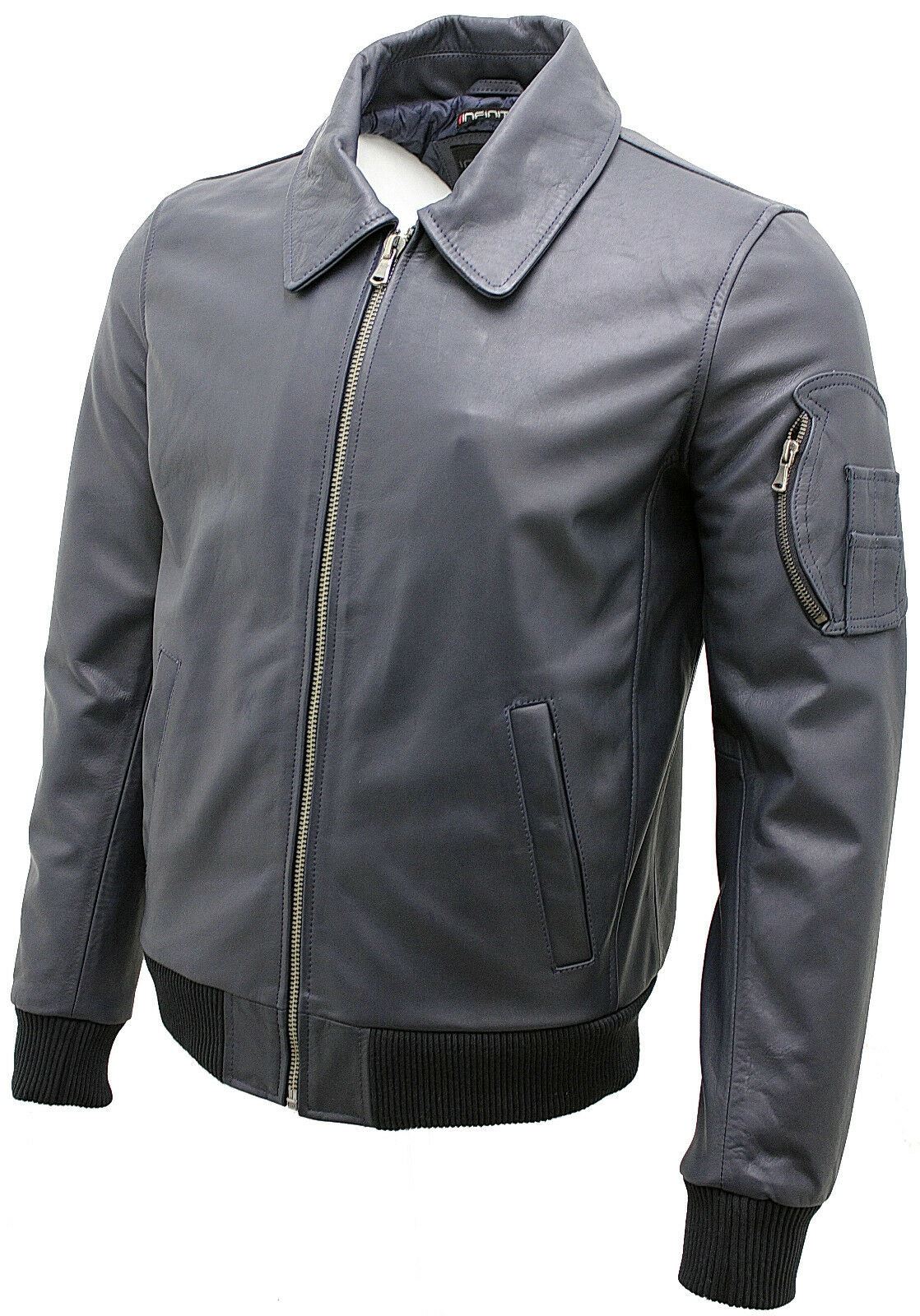 Mens Cowhide Analine Leather A2 US Airforce Bomber Jacket