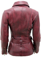 Womens Long Leather Biker Jacket-Quito
