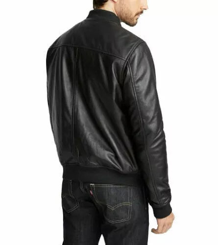 Mens Real Leather Jacket Black Biker Motorcycle Vintage Soft Genuine Lamb Skin