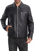 Stylish Men's Zip Front Leather Jacket - Effortless Elegance and Comfort